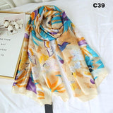 Women Silk Scarf Designer Plaid Summer Beach Shawls and Foulard Wrap Scarves Female Pure Silk Beach Stole