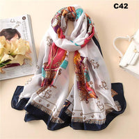 Women Silk Scarf Designer Plaid Summer Beach Shawls and Foulard Wrap Scarves Female Pure Silk Beach Stole
