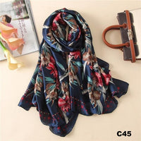 Women Silk Scarf Designer Plaid Summer Beach Shawls and Foulard Wrap Scarves Female Pure Silk Beach Stole