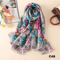 Women Silk Scarf Designer Plaid Summer Beach Shawls and Foulard Wrap Scarves Female Pure Silk Beach Stole
