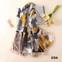 Women Silk Scarf Designer Plaid Summer Beach Shawls and Foulard Wrap Scarves Female Pure Silk Beach Stole