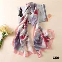 Women Silk Scarf Designer Plaid Summer Beach Shawls and Foulard Wrap Scarves Female Pure Silk Beach Stole