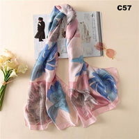 Women Silk Scarf Designer Plaid Summer Beach Shawls and Foulard Wrap Scarves Female Pure Silk Beach Stole