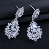 Elegant Chandelier AAA+ Cubic Zirconia Long Big Crystal Bridal Dangle Drop Earring For Wedding Jewelry
