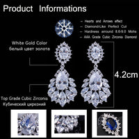 Elegant Chandelier AAA+ Cubic Zirconia Long Big Crystal Bridal Dangle Drop Earring For Wedding Jewelry