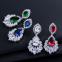 Elegant Chandelier AAA+ Cubic Zirconia Long Big Crystal Bridal Dangle Drop Earring For Wedding Jewelry