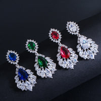 Elegant Chandelier AAA+ Cubic Zirconia Long Big Crystal Bridal Dangle Drop Earring For Wedding Jewelry