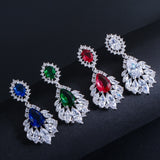 Elegant Chandelier AAA+ Cubic Zirconia Long Big Crystal Bridal Dangle Drop Earring For Wedding Jewelry