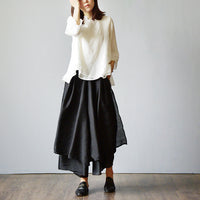 Hot Autumn Spring Women Retro Skirt Pants Fashion Casual Female Wide Leg Pants Ethnic Middle Waist Haram Trousers