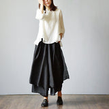 Hot Autumn Spring Women Retro Skirt Pants Fashion Casual Female Wide Leg Pants Ethnic Middle Waist Haram Trousers