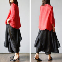 Hot Autumn Spring Women Retro Skirt Pants Fashion Casual Female Wide Leg Pants Ethnic Middle Waist Haram Trousers