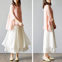 Hot Autumn Spring Women Retro Skirt Pants Fashion Casual Female Wide Leg Pants Ethnic Middle Waist Haram Trousers