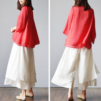 Hot Autumn Spring Women Retro Skirt Pants Fashion Casual Female Wide Leg Pants Ethnic Middle Waist Haram Trousers