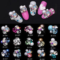 New 10pcs Crystal Bright Pearl Nail Rhinestone Alloy Nail Art Decorations Glitter DIY 3D CJE Nail Jewelry Pendant