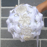 8 styles new white wedding bride holding flowers artificial bouquet ribbon rhinestone pearl bouquet decoration bride groom dance