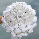 8 styles new white wedding bride holding flowers artificial bouquet ribbon rhinestone pearl bouquet decoration bride groom dance