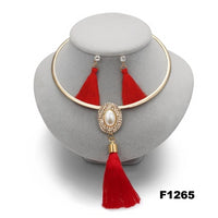 Nigerian Wedding Bridal Jewelry Sets Crystal Tassel Necklace & Pendant Women Statement Collar Water Drop Jewelry Sets