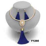 Nigerian Wedding Bridal Jewelry Sets Crystal Tassel Necklace & Pendant Women Statement Collar Water Drop Jewelry Sets