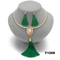Nigerian Wedding Bridal Jewelry Sets Crystal Tassel Necklace & Pendant Women Statement Collar Water Drop Jewelry Sets