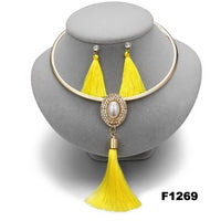 Nigerian Wedding Bridal Jewelry Sets Crystal Tassel Necklace & Pendant Women Statement Collar Water Drop Jewelry Sets