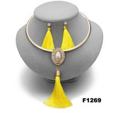 Nigerian Wedding Bridal Jewelry Sets Crystal Tassel Necklace & Pendant Women Statement Collar Water Drop Jewelry Sets