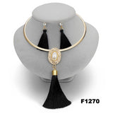 Nigerian Wedding Bridal Jewelry Sets Crystal Tassel Necklace & Pendant Women Statement Collar Water Drop Jewelry Sets