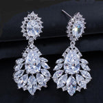 Elegant Chandelier AAA+ Cubic Zirconia Long Big Crystal Bridal Dangle Drop Earring For Wedding Jewelry