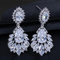 Elegant Chandelier AAA+ Cubic Zirconia Long Big Crystal Bridal Dangle Drop Earring For Wedding Jewelry