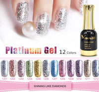 Platinum Gel nail polish Super Shiny Effect Nail Gel Perfect Soak off UV&LED nail color foil chorme Gel Polish