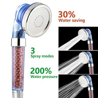 3 Function Adjustable Jetting Shower Head Bathroom High Pressure Water Handheld Saving Anion Filter SPA Shower Heads