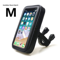 Motorcycle Handlebar Phone Holder Zipper Pocket Waterproof PU Leather Accessories Dual Screw for Harley Kawasaki Touring Cruiser