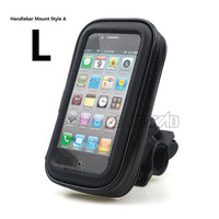 Motorcycle Handlebar Phone Holder Zipper Pocket Waterproof PU Leather Accessories Dual Screw for Harley Kawasaki Touring Cruiser