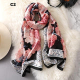 Digital Print Silk Scarf Women Florals Wraps Shawls and Scarf 180cm*90cm