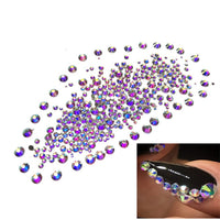 1440pcs Flatback Nail Crystals Rhinestones for Nails 3D Nail Art Decorations SS3-SS12 DIY Glass Gems Stones AB Clear Rose Gold