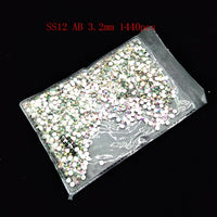 1440pcs Flatback Nail Crystals Rhinestones for Nails 3D Nail Art Decorations SS3-SS12 DIY Glass Gems Stones AB Clear Rose Gold