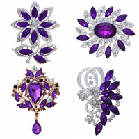 New Bride Bouquet Summer Purple Brooch Jewelry Korean Flower Crystal Rhinestone Brooch Pins Brooches For Wedding Women