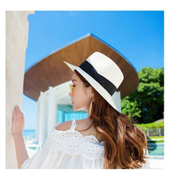 Summer unisex sun hat casual vacation Panama straw hat women wide brim Beach jazz men hats Foldable Chapeau