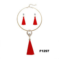 Nigerian Wedding Bridal Jewelry Sets Crystal Tassel Necklace & Pendant Women Statement Collar Water Drop Jewelry Sets