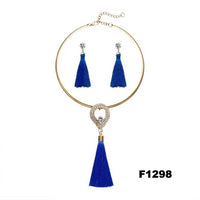 Nigerian Wedding Bridal Jewelry Sets Crystal Tassel Necklace & Pendant Women Statement Collar Water Drop Jewelry Sets