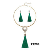 Nigerian Wedding Bridal Jewelry Sets Crystal Tassel Necklace & Pendant Women Statement Collar Water Drop Jewelry Sets