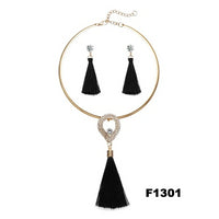 Nigerian Wedding Bridal Jewelry Sets Crystal Tassel Necklace & Pendant Women Statement Collar Water Drop Jewelry Sets