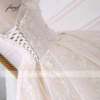 Sexy Sweetheart Lace Ball Gown Wedding Dresses  Applique Beaded Flowers Chapel Train Bride Gown Vestido De Noiva