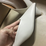 Fashion Women Pointed Toe Slipper Nude White Square Low Heels Outsides Ladies Slides Luxury Brand Beach Mules Shoes