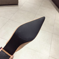 Fashion Women Pointed Toe Slipper Nude White Square Low Heels Outsides Ladies Slides Luxury Brand Beach Mules Shoes