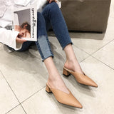 Fashion Women Pointed Toe Slipper Nude White Square Low Heels Outsides Ladies Slides Luxury Brand Beach Mules Shoes