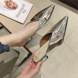 Fashion Women Pointed Toe Slipper Nude White Square Low Heels Outsides Ladies Slides Luxury Brand Beach Mules Shoes