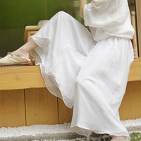 Women Summer Pants Loose Style Women Wide Leg Pants White Oversized Women Boho Pink Pants Female Trousers