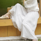 Women Summer Pants Loose Style Women Wide Leg Pants White Oversized Women Boho Pink Pants Female Trousers