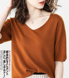 Short Sleeve V-neck Cashmere Sweater