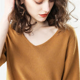 Short Sleeve V-neck Cashmere Sweater